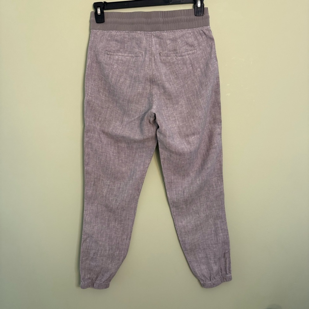 Athleta women Heather Gray Joggers linen elastic stretch waist size 4 - Picture 5 of 8